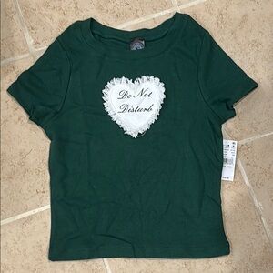 PacSun Dark Green Kids Tee with Heart Patch